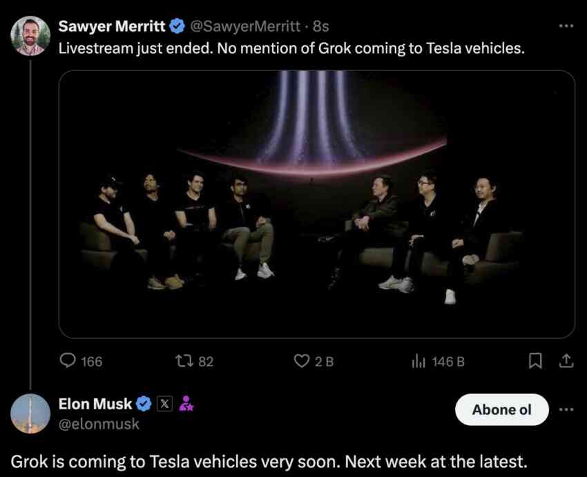 Grok en geç önümüzdeki hafta Tesla araçlara geliyor
