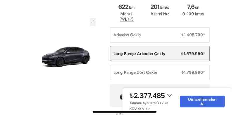 Model Y güncel ÖTV’li fiyatlar açıklandı: LR’a indirim - Tesla Haberleri