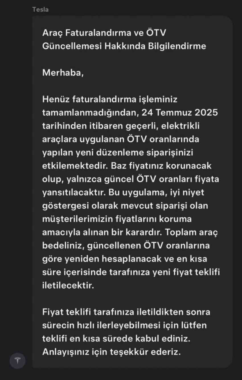 Model Y SR baz fiyatında artış bekleniyor