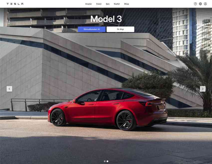 Tasarım değişti: Tesla Türkiye web sitesinde, Model 3 detayı