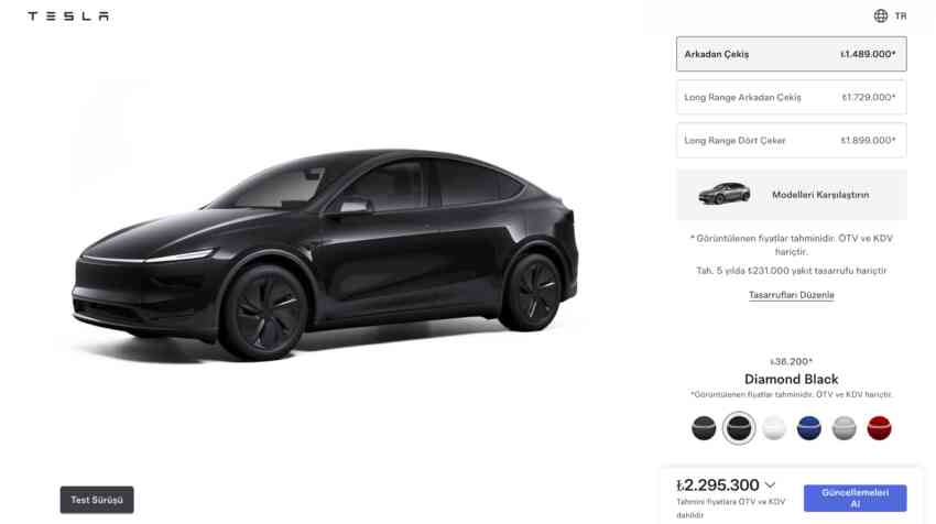 Zamlı SR Renk Fiyat Farkı 54.300 TL olarak belirlendi