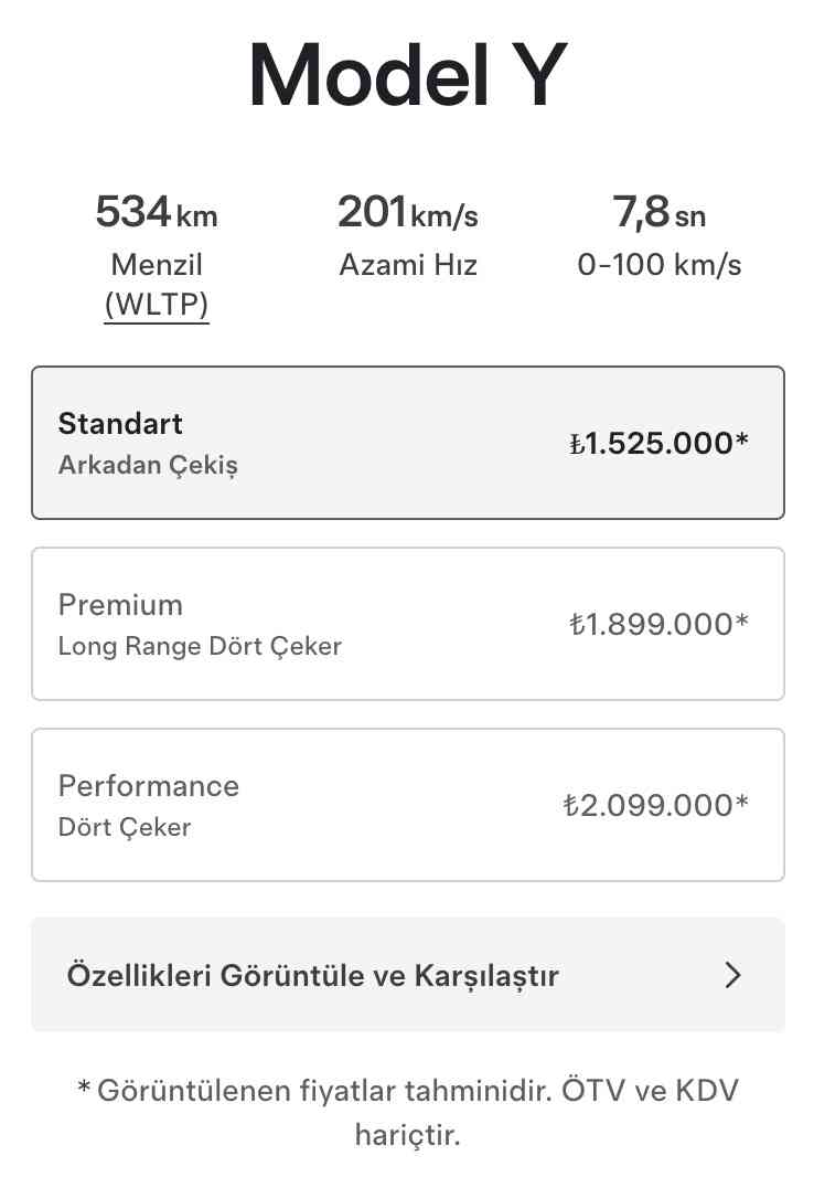 Tesla Model Y Standart özellikleri, opsiyonlar ve ilk envanter tarihi - Tesla Haberleri