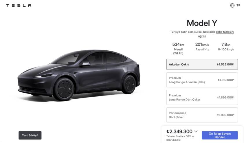 Model Y Standard’ın adı değişti: Artık sadece “Arkadan Çekiş”
